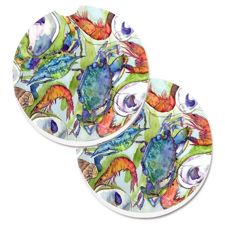 Carolines Treasures Crab Set of 2 Cup Holder Car Coaster 8547CARC